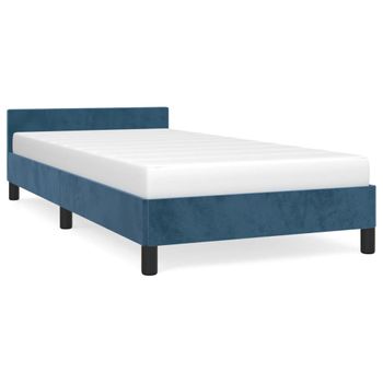 Estructura Cama Con Cabecero Terciopelo Azul Oscuro 80x200 Cm