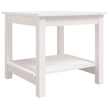 Mesa De Centro De Madera Maciza De Pino Blanca 50x50x45 Cm