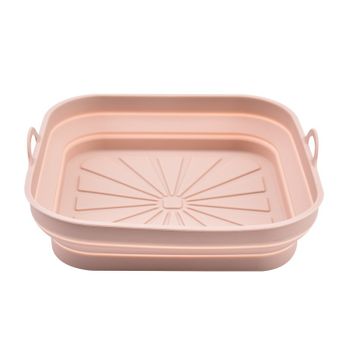 Bandeja Para Hornear Freidora De Silicona Plegable Cuadrada Rosa