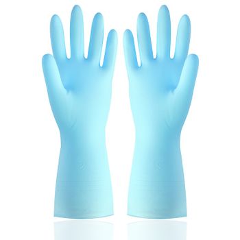 Guantes De Goma Para El Hogar, Paquete De 10 Pares, Guantes Impermeables De Silicona De Pvc Para Limpieza De Lavandería, Tareas Domésticas, Lavavajillas, Color Azul Macarrón