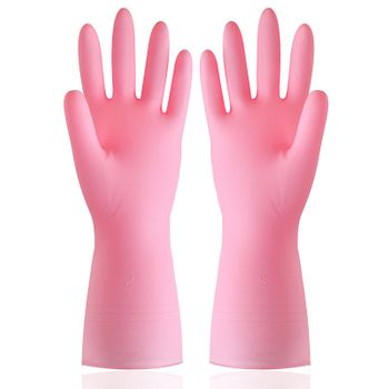 Guantes De Goma Para El Hogar, Paquete De 10 Pares, Guantes Para Lavar Platos De Limpieza Impermeables De Silicona Pvc, Color Rosa