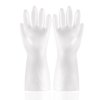 Guantes De Goma Para El Hogar, Paquete De 10 Pares, Guantes Para Lavar Platos De Limpieza Impermeables De Silicona Pvc, Color Transparente