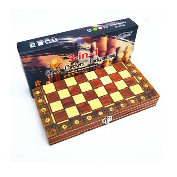 Ajedrez Magnético De Madera 3 En 1 Juego Portátil Plegable Puzzle Competitivo Juegos De Mesa Juguetes 39cm