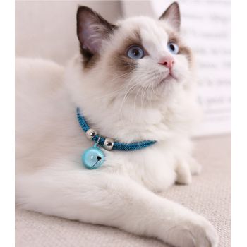 Nuevo Zewind Gato Collar Collar De Gato Con Campana Para Mascotas Gato Con Campana Para Perros Pequeños Collar De Perro Con Campana Azul