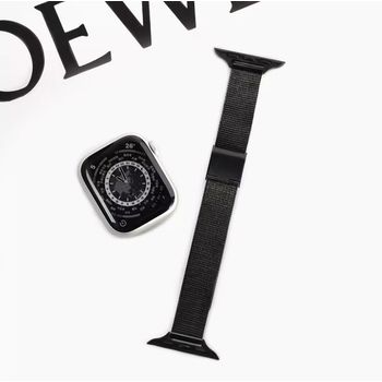 Cierre Milanese Correa Para Apple Apple Iwatch8/se/7/6/5 Acero Inoxidable Doble Cierre De Seguro Correa De Metal 38-40-41mm Negro