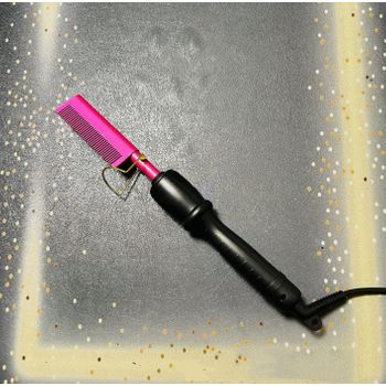 Home Planchas Peinado Para El Cabello Peinado Para El Cabello Seco Y Húmedo Peine De Calor Eléctrico Peine De Cobre Eléctrico Lcd Peinado Para El Cabello Rizado Fushia