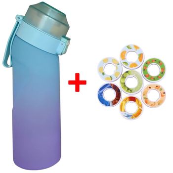 Nuevo 0 Azúcares 0 Cartas Copas Perfumadas Fruta Juego Anillo Tritan Botella De Agua Taza Deportiva Agua Artefacto Gradiente Azul + (7 Anillos De Sabor)