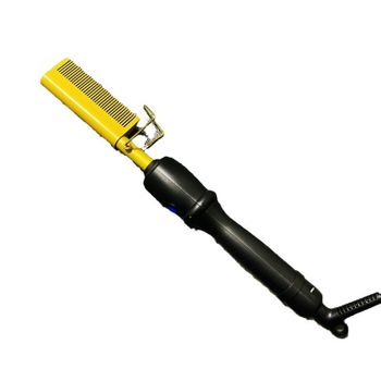 Home Alisador De Pelo Peinado De Pelo Seco Y Húmedo Peine De Calor Eléctrico Peine De Cobre Eléctrico Lcd Peinado De Pelo Rizado Amarillo