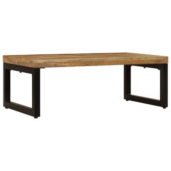 Mesa De Centro Madera Maciza De Mango Y Acero 100x50x35 Cm