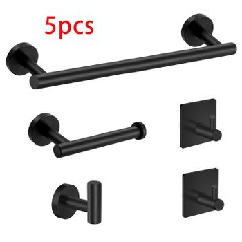 Ganchos Para Toallas Para Baño, Gancho De Baño De 5 Piezas Sin Perforar, Colgador De Puerta De Acero Inoxidable Resistente, Gancho Para Toallas Para Cocina, Dormitorio, Hotel, Piscina, Abrigos(negro Mate)