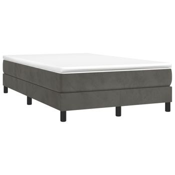 Cama Box Spring Con Colchón Terciopelo Gris Oscuro 120x190 Cm