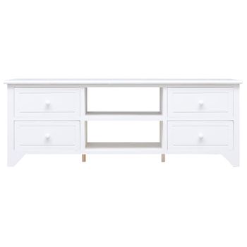 Mueble Para Tv Madera Maciza De Paulownia Blanco 108x30x40 Cm