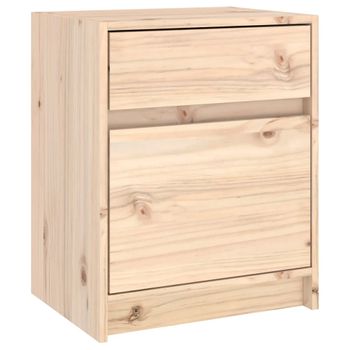 Mesita De Noche Madera Maciza De Pino 40x31x50 Cm