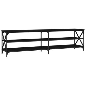 Mueble De Tv Madera Contrachapada Negro 180x40x50 Cm