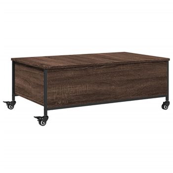 Mesa De Centro Con Ruedas Madera Ingeniería Marrón 91x55x34 Cm