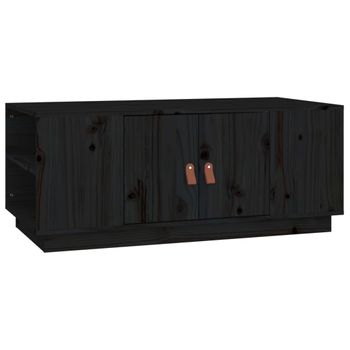 Mesa De Centro De Madera Maciza De Pino Negro 100x50x41 Cm