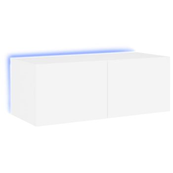 Mueble De Tv De Pared Con Luces Led Blanco 80x35x31 Cm