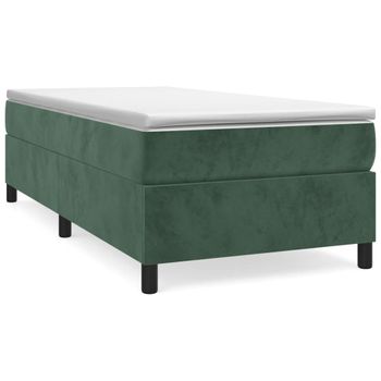 Estructura De Cama Box Spring Terciopelo Verde Oscuro 90x200 Cm