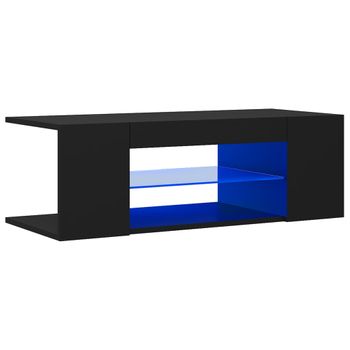 Mueble De Tv Con Luces Led Negro 90x39x30 Cm