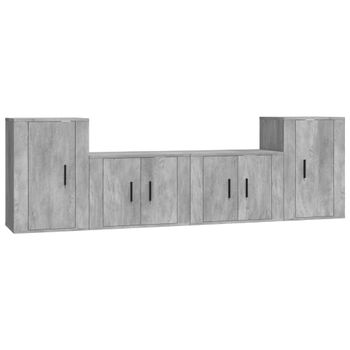 Set De Muebles De Tv 4 Piezas Madera Contrachapada Gris Hormigón