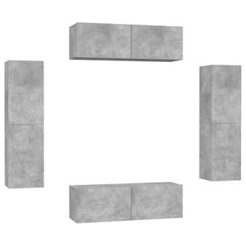 Juego De Mueble Para Tv De 4 Piezas Aglomerado Gris Hormigón