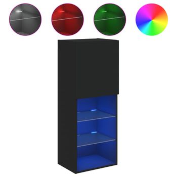 Mueble Para Tv Con Luces Led Negro 40,5x30x102 Cm