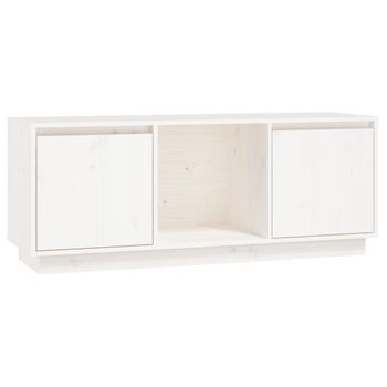 Mueble Para Tv De Madera Maciza De Pino Blanco 110,5x35x44 Cm