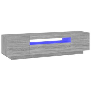 Mueble De Tv Con Luces Led Gris Sonoma 160x35x40 Cm