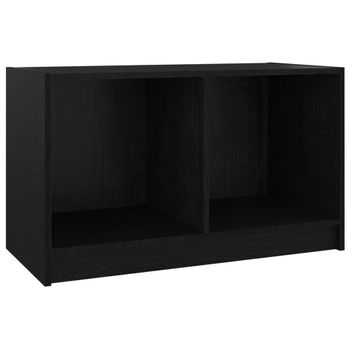 Mueble De Tv De Madera Maciza De Pino Negro 70x33x42 Cm