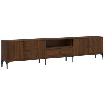 Mueble De Tv Cajón Madera Ingeniería Roble Marrón 200x25x44 Cm