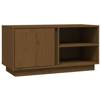 Mueble De Tv Madera Maciza De Pino Marrón Miel 80x35x40,5 Cm