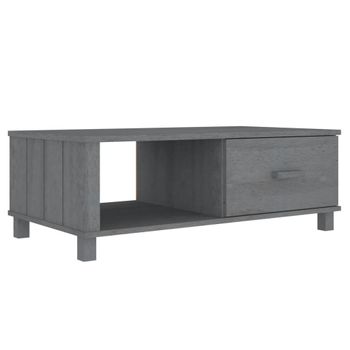 Mesa De Centro Hamar Madera Maciza Pino Gris Oscuro 100x55x35cm