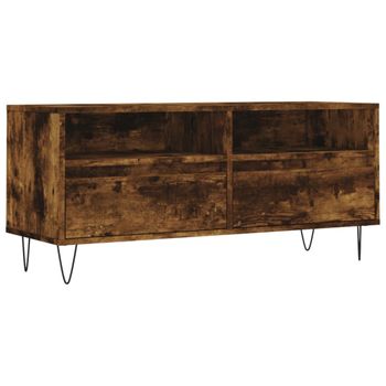 Mueble De Tv Madera Contrachapada Roble Ahumado 100x34,5x44,5cm