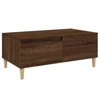 Mesa De Centro Madera Contrachapada Marrón Roble 90x50x36,5 Cm