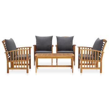 Juego Muebles De Jardín Y Cojines 5 Piezas Madera Maciza Acacia