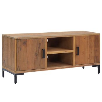 Mueble Para Tv Madera Maciza Pino Reciclada Marrón 110x35x48 Cm