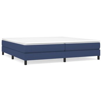 Estructura De Cama Box Spring Tela Azul 200x200 Cm