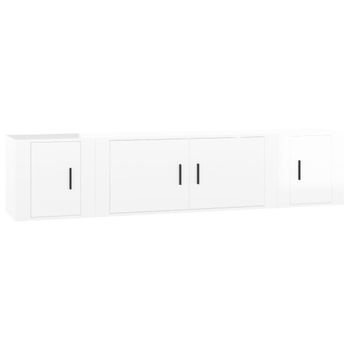 Set De Muebles De Tv 3 Piezas Madera Contrachapada Blanco Brillo