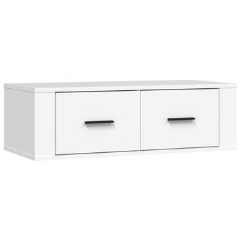 Mueble De Tv Colgante Madera Contrachapada Blanco 80x36x25 Cm