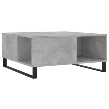 Mesa De Centro Madera Contrachapada Gris Hormigón 80x80x36,5 Cm