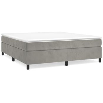 Estructura De Cama Box Spring Terciopelo Gris Claro 200x200 Cm