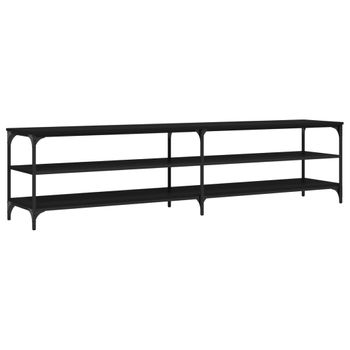 Mueble De Tv Metal Y Madera Contrachapada Negro 200x30x50 Cm