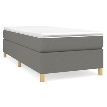 Estructura De Cama Box Spring Tela Gris Oscuro 90x190 Cm