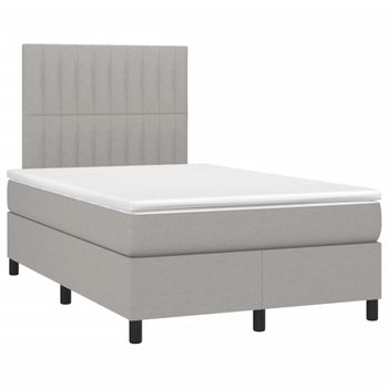 Cama Box Spring Con Colchón Tela Gris Claro 120x190 Cm