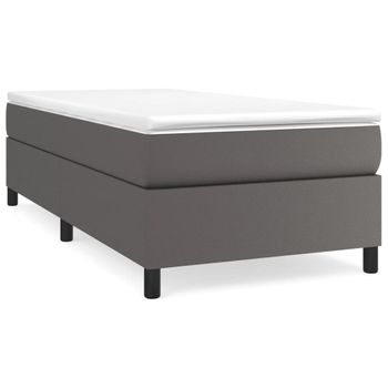 Estructura De Cama Box Spring Cuero Sintético Gris 100x200 Cm