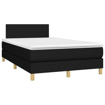 Cama Box Spring Con Colchón Tela Negro 120x190 Cm