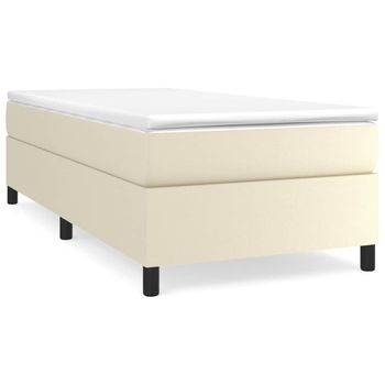 Estructura De Cama Box Spring Cuero Sintético Crema 90x190 Cm