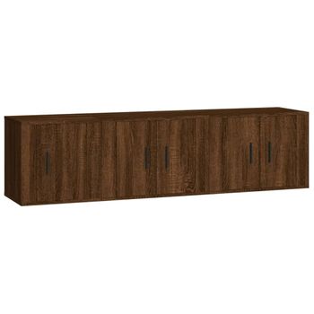 Set De Muebles Para Tv 3 Piezas Madera Contrachapada Roble Marrón