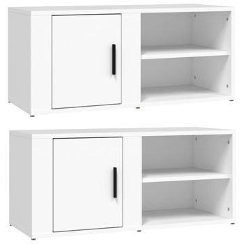 Muebles Para Tv 2 Unidades Madera Contrachapada Blanco 80x31,5x36 Cm