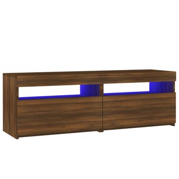 Mueble De Tv Con Luces Led Marrón Roble 120x35x40 Cm